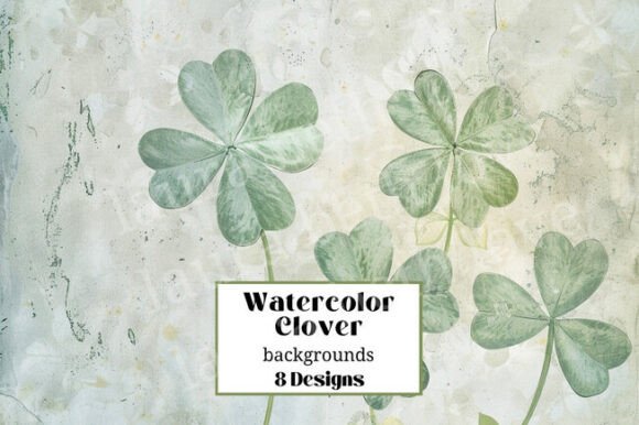 8 Watercolor Shamrock Clover Backgrounds for Spring Projects
