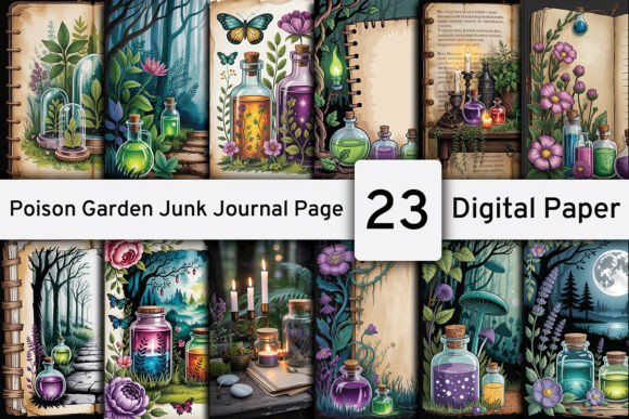 Explore the Enchantment of Poison Garden Junk Journal Backgrounds