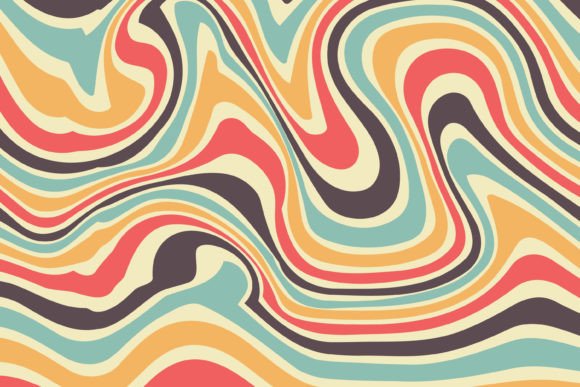 Groovy Hippie 70s Backgrounds: Design Waves & Swirls