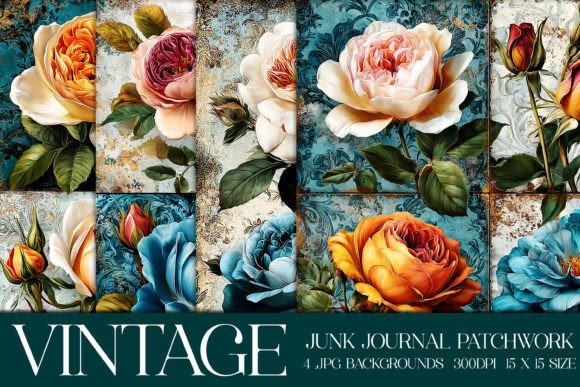 Junk Journal Patchwork Backgrounds S11: A Vintage Foundation for Modern Projects