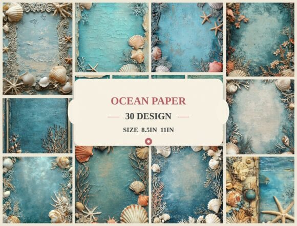 Ocean Seashell Border Backgrounds for Coastal Projects