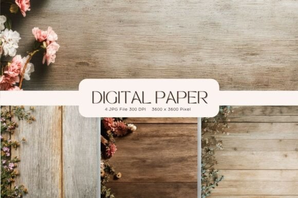 Wooden Florals Texture Backgrounds_5: A Digital Design Essential